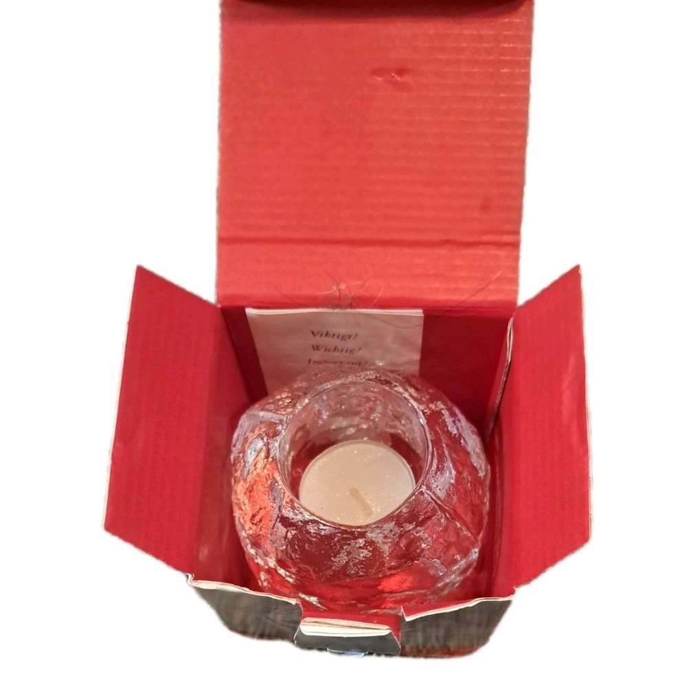 Vtg KOSTA BODA 3" Crystal Snowball Votive Candle‎ with original box